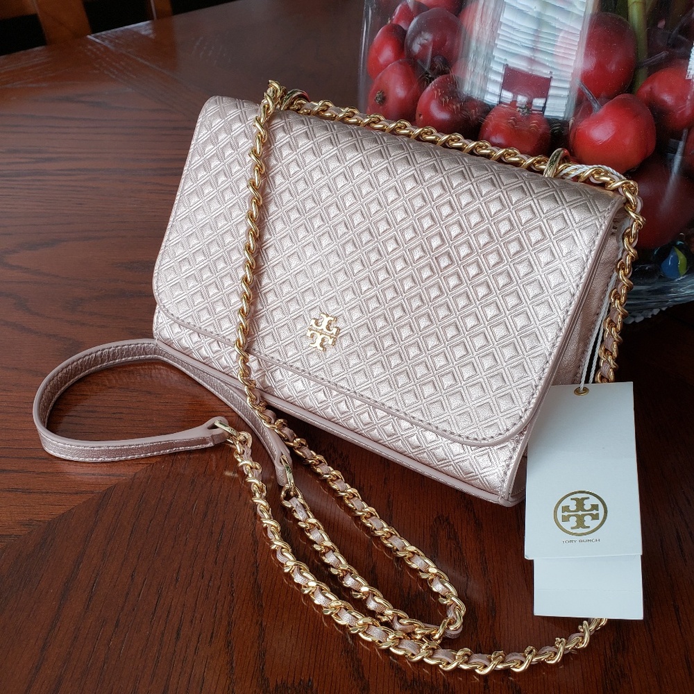 Tory Burch | Rose Gold Marion Embossed Bag